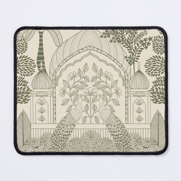 Item preview, Olive Sage Peacock Toile Earthy Palace Arch Pattern designed and sold by DColourMuse.