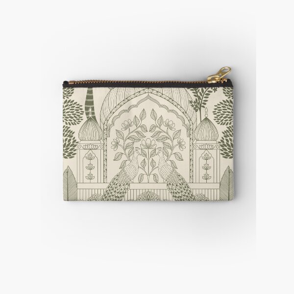 Item preview, Olive Sage Peacock Toile Earthy Palace Arch Pattern designed and sold by DColourMuse.