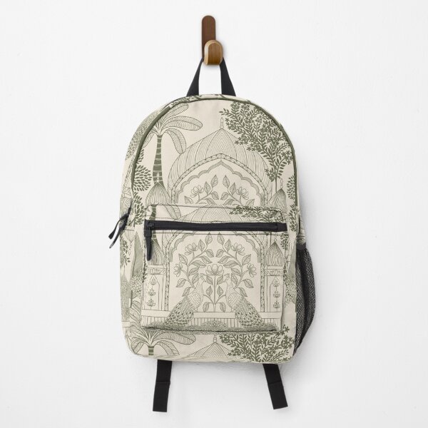Item preview, Olive Sage Peacock Toile Earthy Palace Arch Pattern designed and sold by DColourMuse.