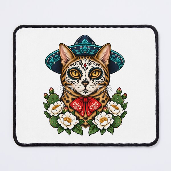 Item preview, Day of the Dead Catrin Bengal Mariachi Cat Art designed and sold by Old's Cool Cat Studio.