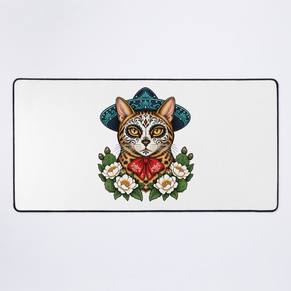 Item preview, Day of the Dead Catrin Bengal Mariachi Cat Art designed and sold by Old's Cool Cat Studio.