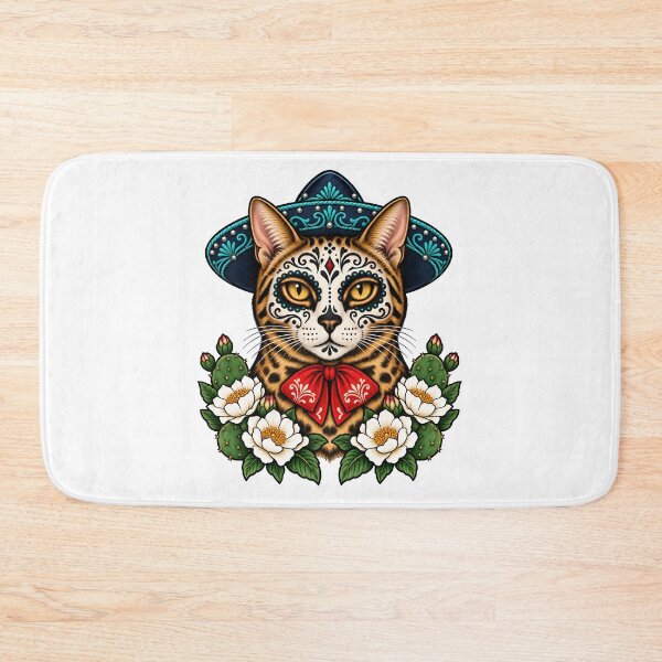 Item preview, Day of the Dead Catrin Bengal Mariachi Cat Art designed and sold by Old's Cool Cat Studio.