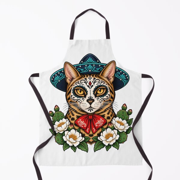 Item preview, Day of the Dead Catrin Bengal Mariachi Cat Art designed and sold by Old's Cool Cat Studio.