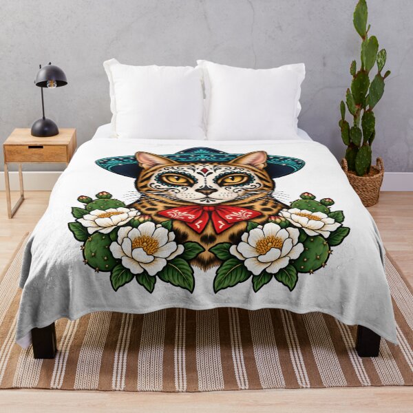 Item preview, Day of the Dead Catrin Bengal Mariachi Cat Art designed and sold by Old's Cool Cat Studio.