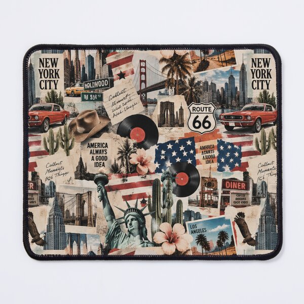 Item preview, Retro USA Travel Scrapbook Collage New York Route 66 Hollywood designed and sold by MetaModel Editions.