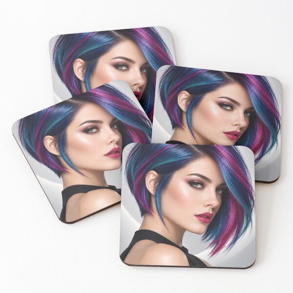 Item preview, Modern Blue Pink Hair Woman Portrait designed and sold by dreamybyana.