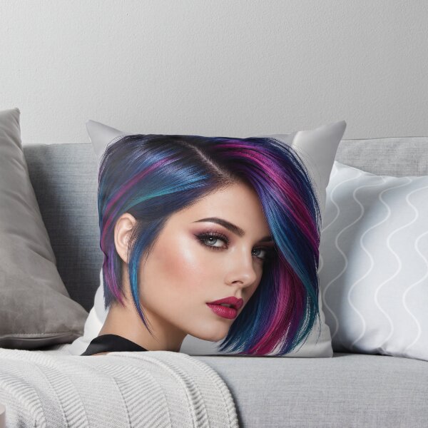 Item preview, Modern Blue Pink Hair Woman Portrait designed and sold by dreamybyana.