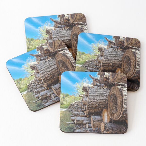 Item preview, Stacked wooden logs in nature designed and sold by Peter-Mahr.