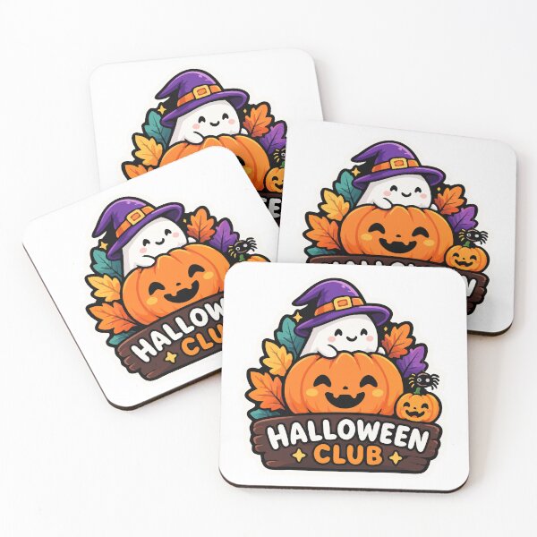 Item preview, Cute Ghost Halloween Club - Witch Hat & Pumpkin Autumn Design designed and sold by happyrays.