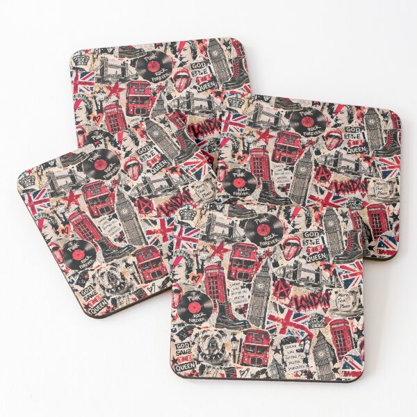 Item preview, London Punk Rock Vintage UK Travel Collage Red Bus Grunge designed and sold by MetaModel Editions.