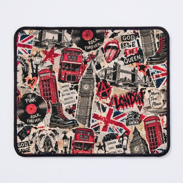 Item preview, London Punk Rock Vintage UK Travel Collage Red Bus Grunge designed and sold by MetaModel Editions.