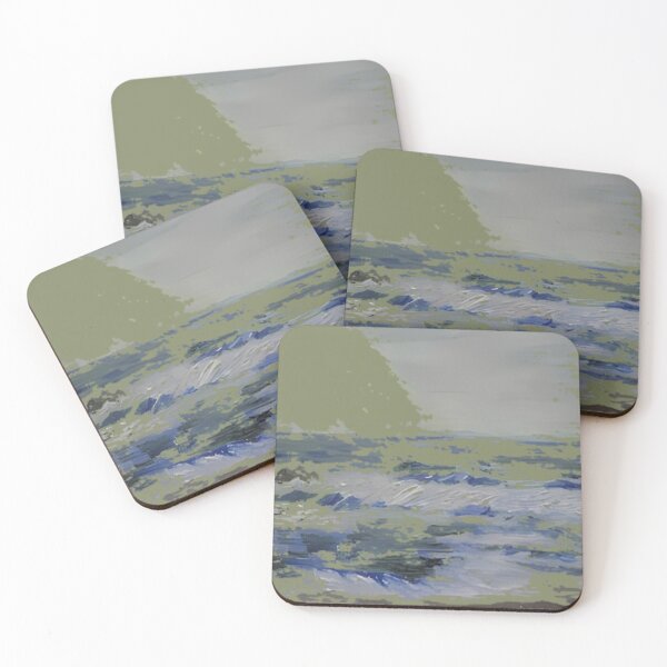 Item preview, Misty Coastal Waves Impressionist Seascape Art designed and sold by BotanicalCanva.