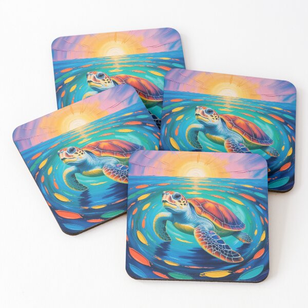 Item preview, Colorful Sea Turtle Swimming at Sunset Ocean designed and sold by NatArtSA.