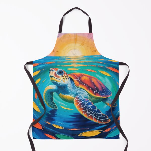 Item preview, Colorful Sea Turtle Swimming at Sunset Ocean designed and sold by NatArtSA.