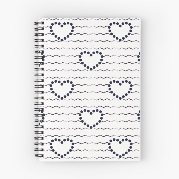 Item preview, Navy Blue Dotted Heart Waves Seamless Pattern on White  designed and sold by POLKAIWERX.