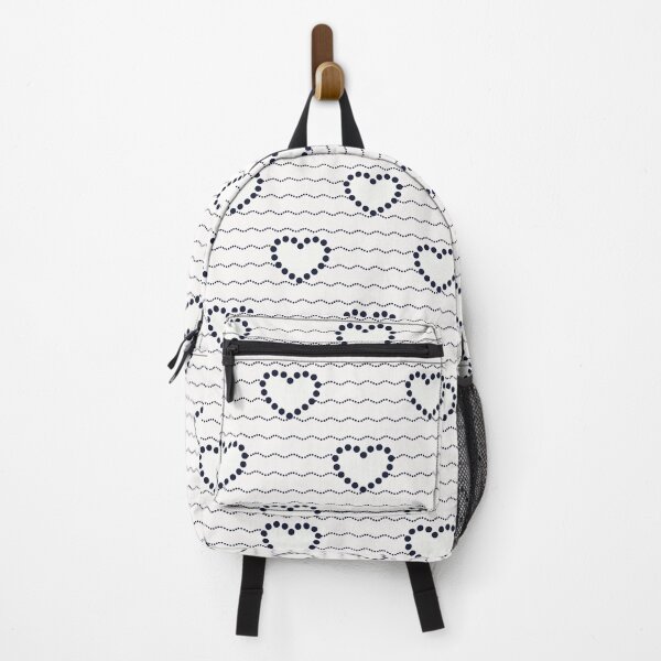 Item preview, Navy Blue Dotted Heart Waves Seamless Pattern on White designed and sold by POLKAIWERX.