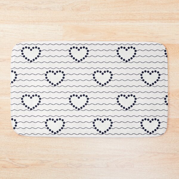 Item preview, Navy Blue Dotted Heart Waves Seamless Pattern on White  designed and sold by POLKAIWERX.