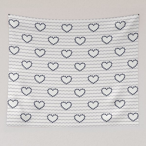 Item preview, Navy Blue Dotted Heart Waves Seamless Pattern on White  designed and sold by POLKAIWERX.