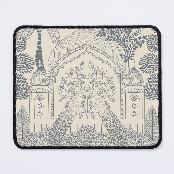 Item preview, Steel Blue Peacock Toile Serene Palace Arch Pattern designed and sold by DColourMuse.