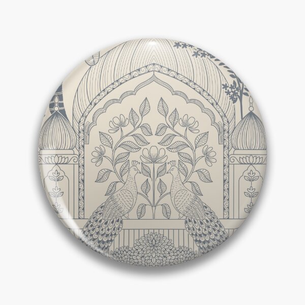 Item preview, Steel Blue Peacock Toile Serene Palace Arch Pattern designed and sold by DColourMuse.