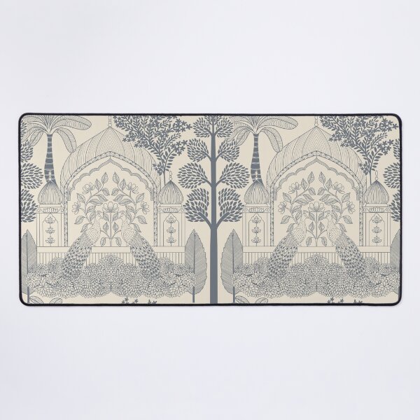 Item preview, Steel Blue Peacock Toile Serene Palace Arch Pattern designed and sold by DColourMuse.