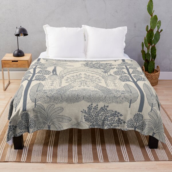 Item preview, Steel Blue Peacock Toile Serene Palace Arch Pattern designed and sold by DColourMuse.