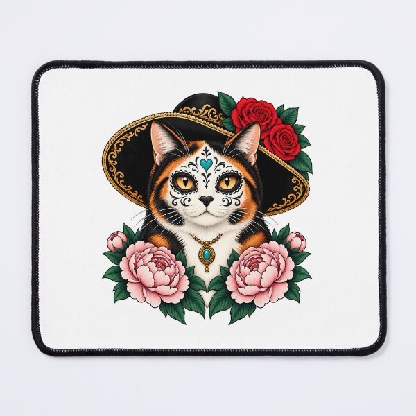 Item preview, Day of the Dead Catrina Calico Cat Art designed and sold by Old's Cool Cat Studio.