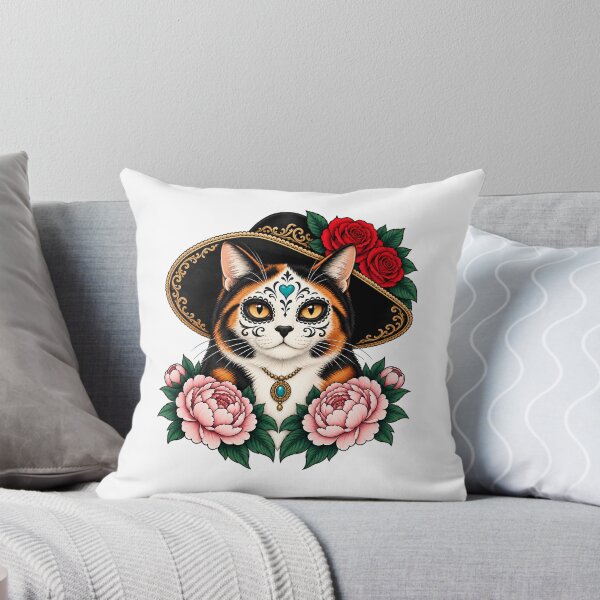 Item preview, Day of the Dead Catrina Calico Cat Art designed and sold by Old's Cool Cat Studio.