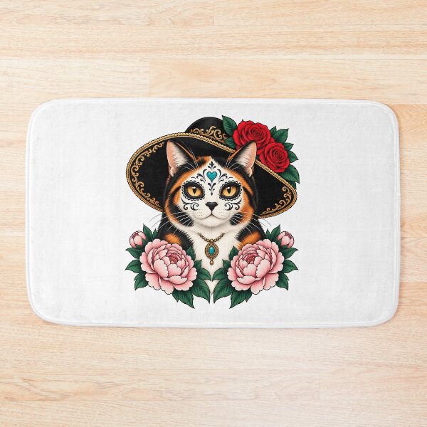 Item preview, Day of the Dead Catrina Calico Cat Art designed and sold by Old's Cool Cat Studio.