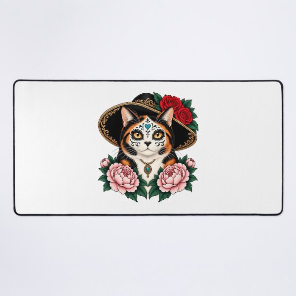 Item preview, Day of the Dead Catrina Calico Cat Art designed and sold by Old's Cool Cat Studio.