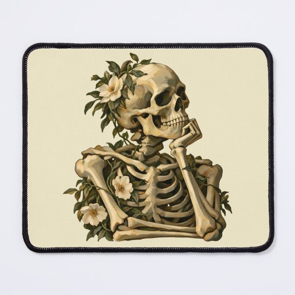 Item preview, Vintage Floral Thinking Skeleton designed and sold by Imaginationbeyond.