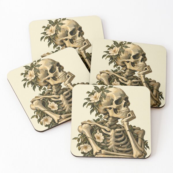 Item preview, Vintage Floral Thinking Skeleton designed and sold by Imaginationbeyond.