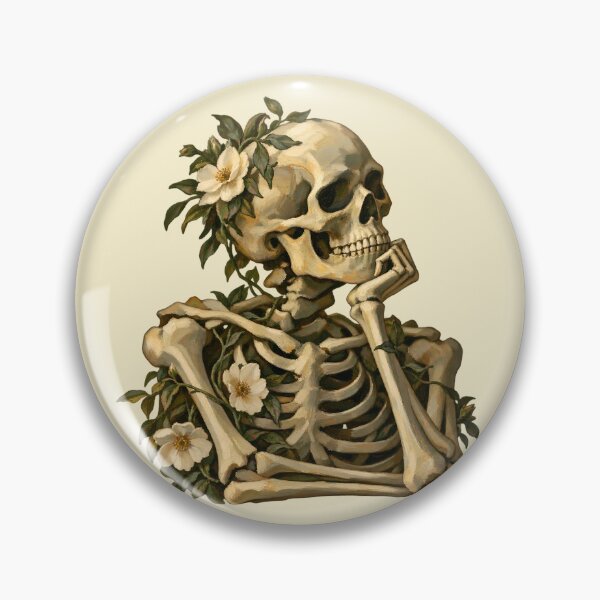 Item preview, Vintage Floral Thinking Skeleton designed and sold by Imaginationbeyond.