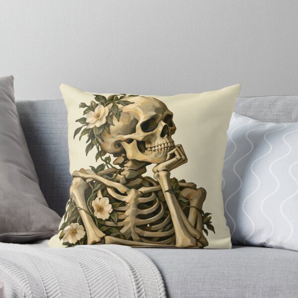 Item preview, Vintage Floral Thinking Skeleton designed and sold by Imaginationbeyond.
