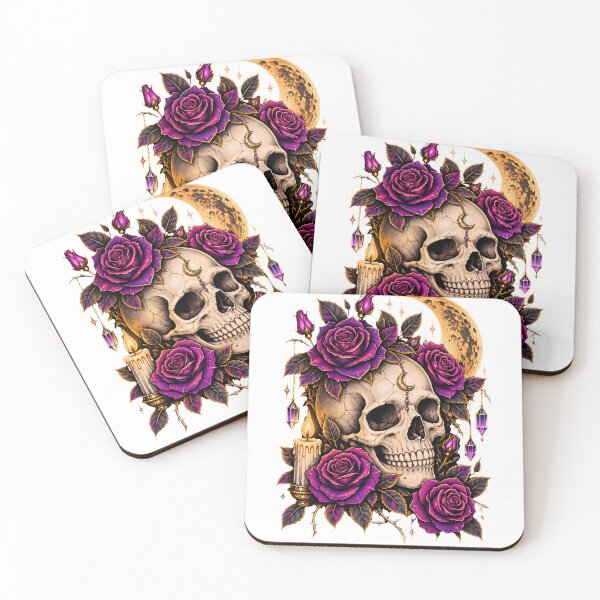 Item preview, Mystic Skull & Purple Roses | Gothic Celestial Halloween Design designed and sold by CalmMandala.