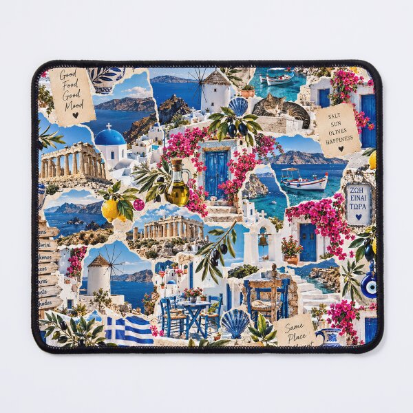 Item preview, Vintage Greece Travel Scrapbook Collage Santorini Athens Blue Aegean designed and sold by MetaModel Editions.