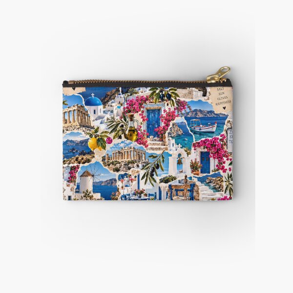 Item preview, Vintage Greece Travel Scrapbook Collage Santorini Athens Blue Aegean designed and sold by MetaModel Editions.