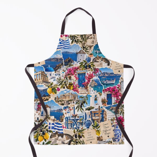 Item preview, Vintage Greece Travel Scrapbook Collage Santorini Athens Blue Aegean designed and sold by MetaModel Editions.