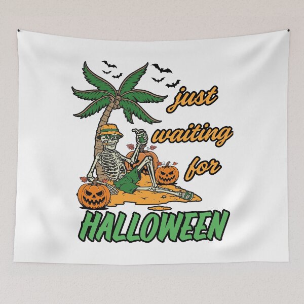 Item preview, Just waiting for Halloween - skeleton on the beach designed and sold by She - artist creations .