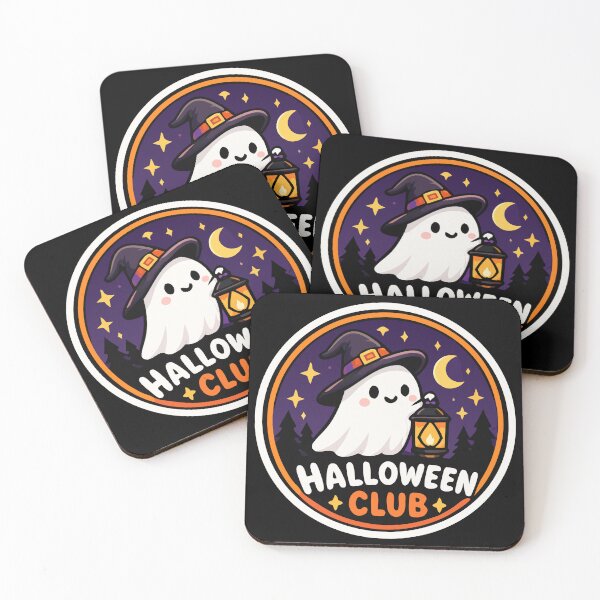 Item preview, Kawaii Ghost with Lantern - Halloween Club Witch Hat Design designed and sold by happyrays.