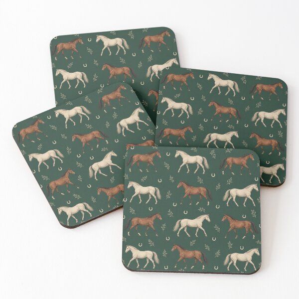 Item preview, Classic Equestrian Horse Pattern on Forest Green designed and sold by Glottopia.