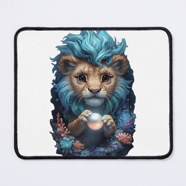 Item preview, Magical Cosmic Lion Holding Glowing Pearl designed and sold by OlesiaCraft.