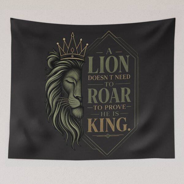 Item preview, A Lion Doesn't Need To Roar - Quiet Strength Stoic Leadership Quote Minimalist Lion Art designed and sold by Bennie Singh.