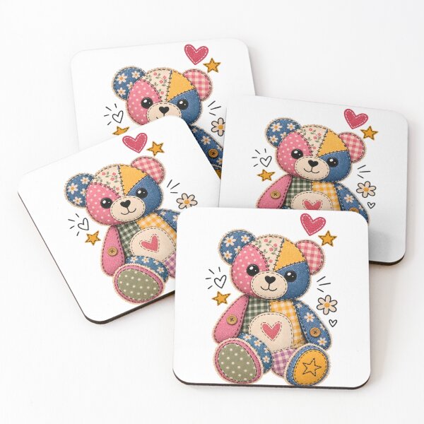 Item preview, Cute Patchwork Teddy Bear with Heart and Stars designed and sold by Bhaskar Digital Art.
