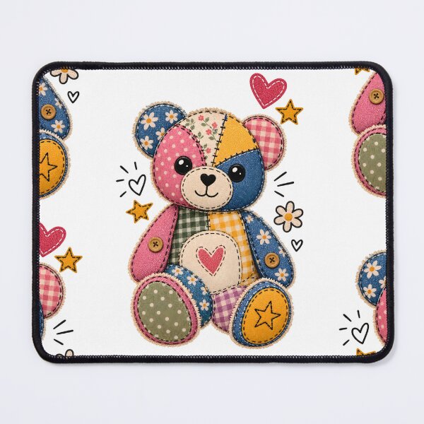 Item preview, Cute Patchwork Teddy Bear with Heart and Stars designed and sold by Bhaskar Digital Art.