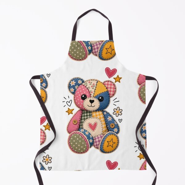 Item preview, Cute Patchwork Teddy Bear with Heart and Stars designed and sold by Bhaskar Digital Art.