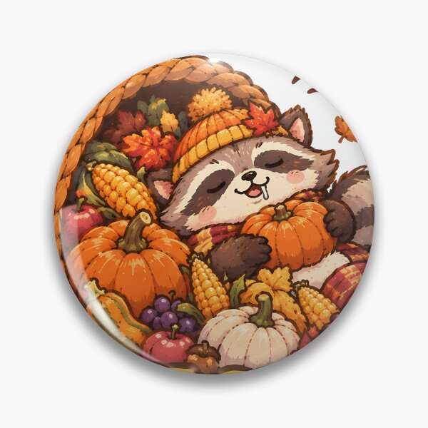 Item preview, Overflowing With Chill Cute Raccoon Cornucopia Thanksgiving Autumn designed and sold by ianm1028.
