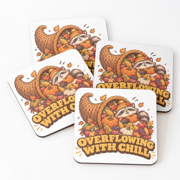 Item preview, Overflowing With Chill Cute Raccoon Cornucopia Thanksgiving Autumn designed and sold by ianm1028.