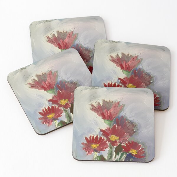 Item preview, Crimson Aster Floral Still Life Impressionist Art designed and sold by OilyPainting.