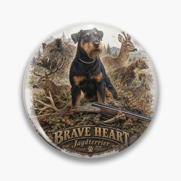 Item preview, Brave Heart Jagdterrier Hunting Crest – German Hunting Terrier Wildlife Emblem designed and sold by TammyHunterArt.